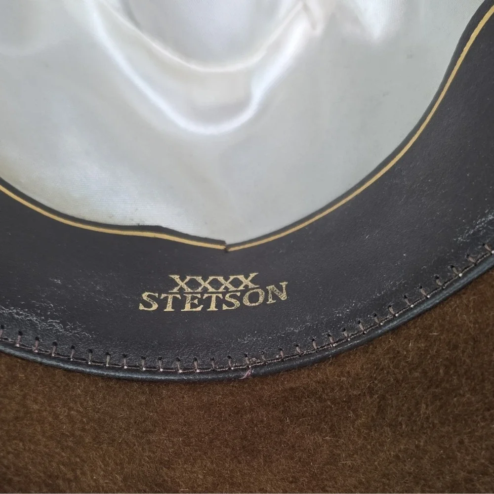 Stetson Mallory 4X Beaver Brown Western Hat Double D Pinch Fedora Feather